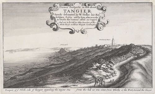 Gezicht op de baai en fortificaties van Tanger by Wenceslaus Hollar