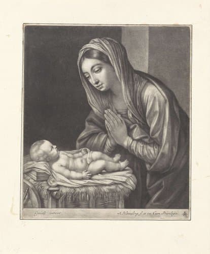 Maria aanbidt het Christuskind by Abraham Bloteling