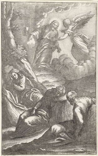 Christus in de hof van Gethsemane by Wenceslaus Hollar