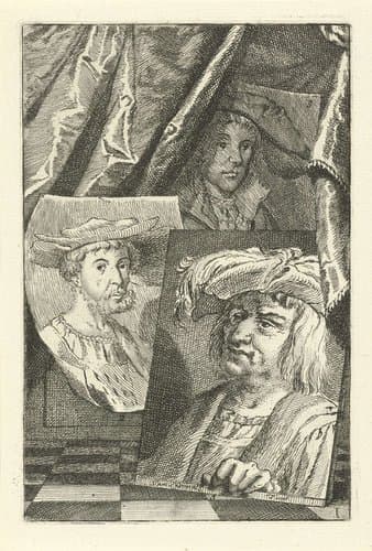 Portretten van Hugo Jacobsz., Jan Massijs en Lucas Cornelisz. Kunst by Jan l'Admiral