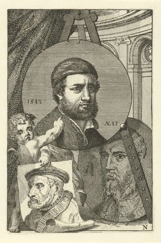 Portretten van Henri met de Bles, Lucas Gassel en Hans Holbein by Jan l'Admiral