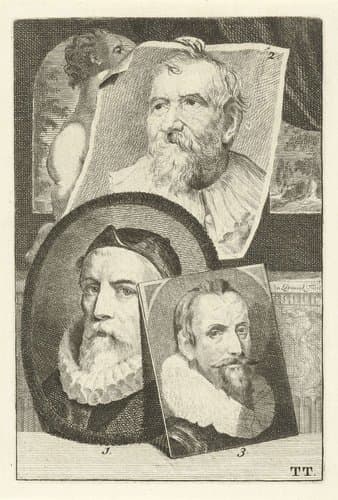 Portretten van Otto van Veen, Adam van Noort en Marcus Gheeraerts II by Jan l'Admiral