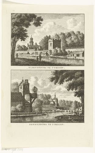 Twee gezichten te Utrecht op de bolwerken Klootenburg en Zonnenburg by Carel Frederik Bendorp (I)