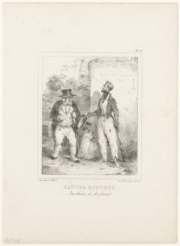 Man met knuppel bedelt bij een rijke heer om geld by Nicolas Toussaint Charlet