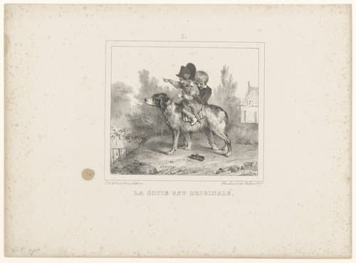 Kleine jongen doet alsof hij Napoleon is by Nicolas Toussaint Charlet