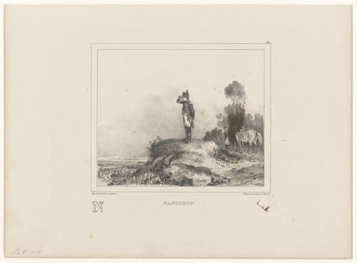 Napoleon bekijkt zijn troepen vanaf een heuvel by Nicolas Toussaint Charlet