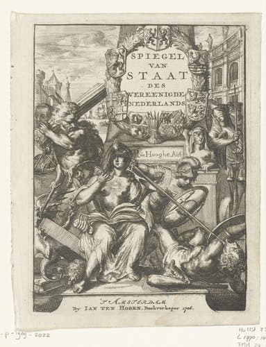 Titelprent voor deel 1 van 'Spiegel van Staat' van Romeyn de Hooghe