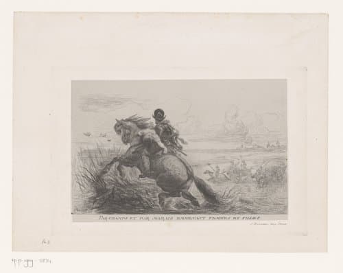 Spaanse cavalerist ontvoert een vrouw by Camille Van Camp