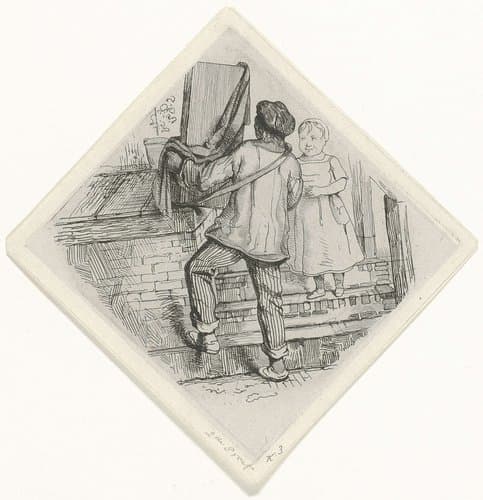 Straatmuzikant met draaiorgel by Jacobus Ludovicus Cornet