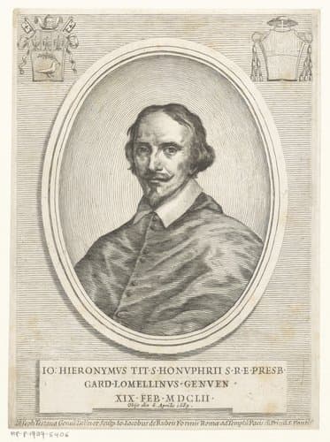 Portretten van kardinalen met twee wapenschilden by Giuseppe Maria Testana