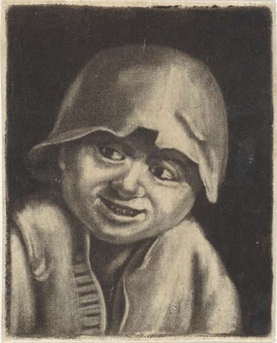 Kop van een lachende jongen by anonymous