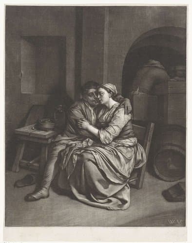 Paar in omhelzing by Wallerant Vaillant