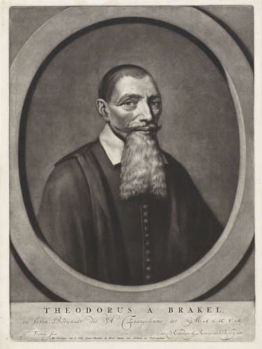 Portret van de predikant Theodorus a Brakel by Jan Verkolje (I)