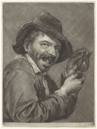 Man met een leeg glas (de Smaak) by Jan Verkolje (I)