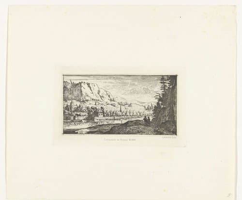 Bergachtig landschap met rivier by Johannes Arnoldus Boland