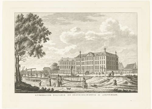 Gezicht op het Lutherse Diaconiehuis te Amsterdam by Carel Frederik Bendorp (I)