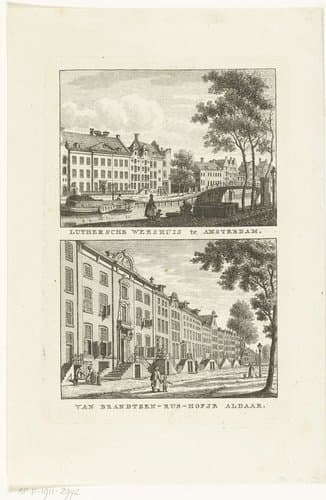 Gezicht op het Lutherse Diaconieweeshuis en het Van Brants-Rushofje te Amsterdam by Carel Frederik Bendorp (I)
