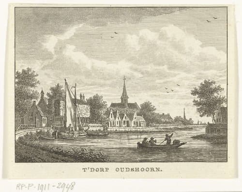 Gezicht op dorp Oudshoorn by Carel Frederik Bendorp (I)