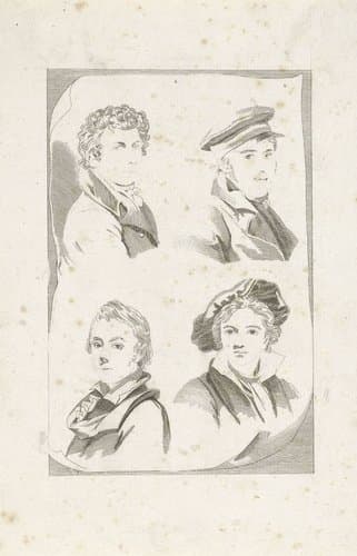 Vier schildersportretten by Cornelis Kruseman