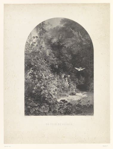 Duiven in een tuin by Adolphe Mouilleron