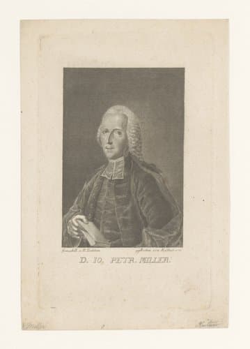 Portret van Johann Peter Miller by Samuel Gottlob Kuetner