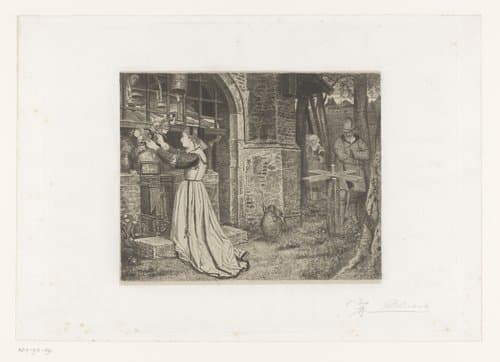 Faust en Gretchen in een tuin bij een kapel by Jean Baptiste Pierre Michiels