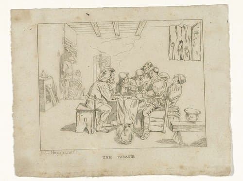 Gezelschap in een herberg by P.J. Neumans