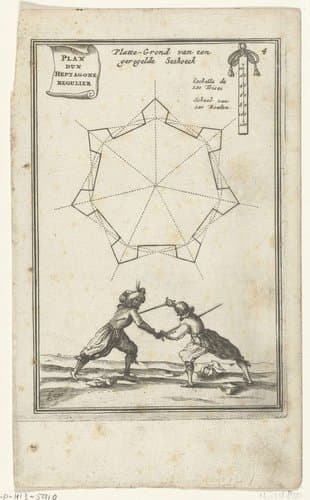 Illustratie voor 'Den Arbeid van Mars' van Allain Manesson Mallet by Romeyn de Hooghe