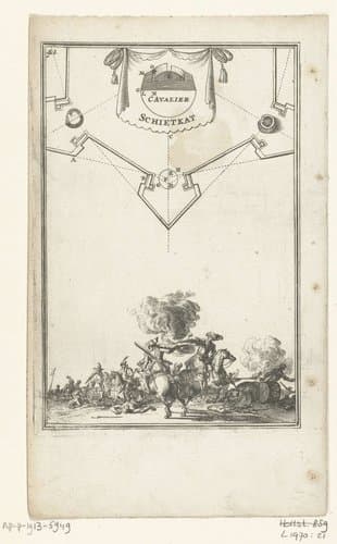Illustratie voor 'Den Arbeid van Mars' van Allain Manesson Mallet by Romeyn de Hooghe