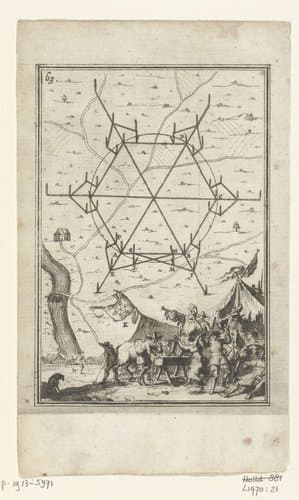 Illustratie voor 'Den Arbeid van Mars' van Allain Manesson Mallet by Romeyn de Hooghe