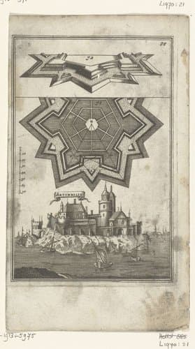 Illustratie voor 'Den Arbeid van Mars' van Allain Manesson Mallet by Romeyn de Hooghe