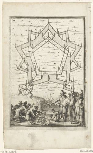 Illustratie voor 'Den Arbeid van Mars' van Allain Manesson Mallet by Romeyn de Hooghe