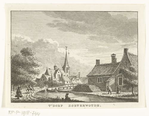 Dorpsgezicht te Zoeterwoude by Carel Frederik Bendorp (I)