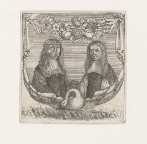 Dubbelportret van de broers H en G Schanhard by Johann Reinhold Mühl