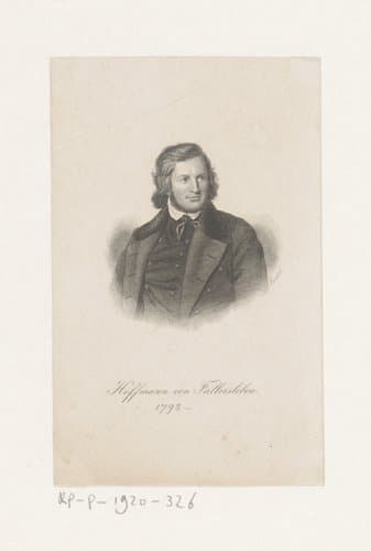 Portret van August Heinrich Hoffmann von Fallersleben by Conrad Friedrich Merckel