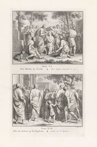 Christus geneest twee blinden / Christus roept Zacheüs by Pieter Tanjé