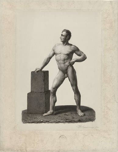 Academiestudie: staande naakte man by Johannes Philippus Lange
