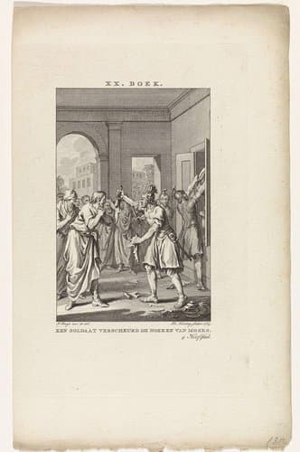 Thora-rollen verscheurd door een soldaat by Theodoor Koning