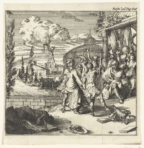 Illustratie voor 'Alle de werken' van Lucianus by Romeyn de Hooghe