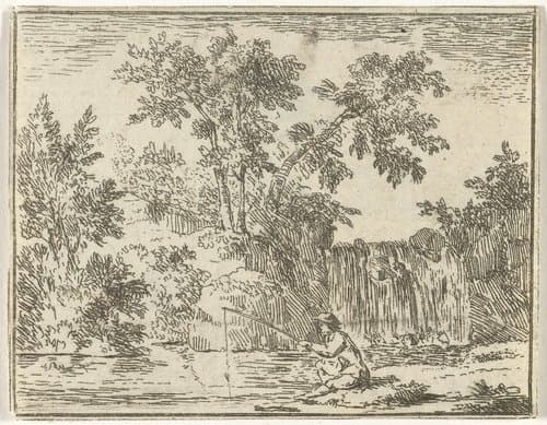Landschap met een visser by Simon Klapmuts