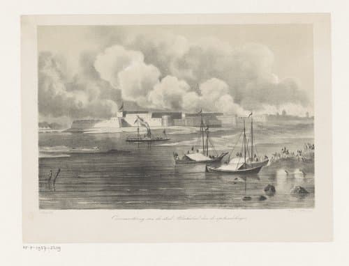 Gezicht op de stad Allahabad tijdens de overmeestering door de opstandelingen in 1857 by O. Meyer