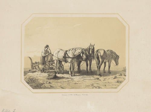 Paarden voor een ploeg by Pierre Louis Dubourcq