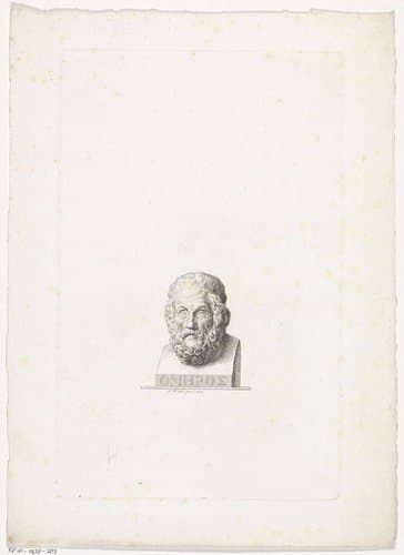 Borstbeeld van de Griekse dichter Homerus by P. Mottet