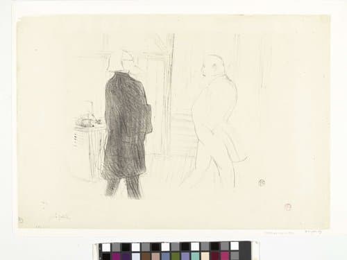 Portret van acteurs André Antoine en Fermin Gémier in toneelstuk Une Faillite by Henri de Toulouse-Lautrec
