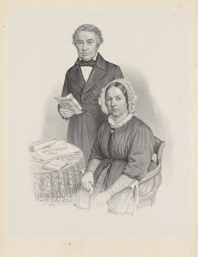 Dubbelportret van de uitgever Heinrich Arnz en zijn vrouw by Johann Peter Berghaus