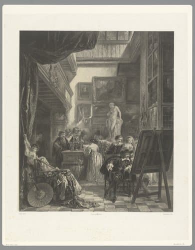 Burgemeester Six in het atelier van Rembrandt by Adolphe Mouilleron