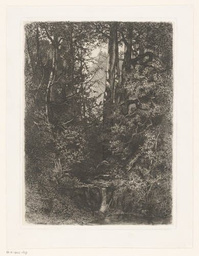 Bosgezicht met een beek by Alfred Alexandre Delauney