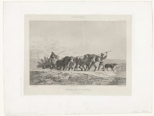 Kar getrokken door vierspan ossen in de Haut-Dauphiné by Félix Bracquemond