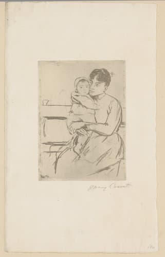 Op de bank by Mary Cassatt