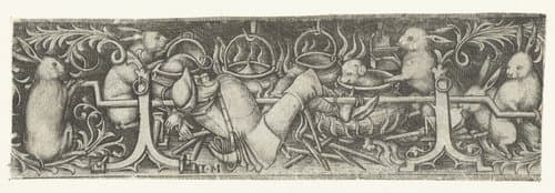 Twee friesvormige ornamenten by Israhel van Meckenem